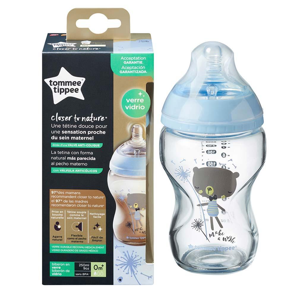 رضاعة أطفال 250ml أزرق Tommee Tippee Closer To Nature Glass