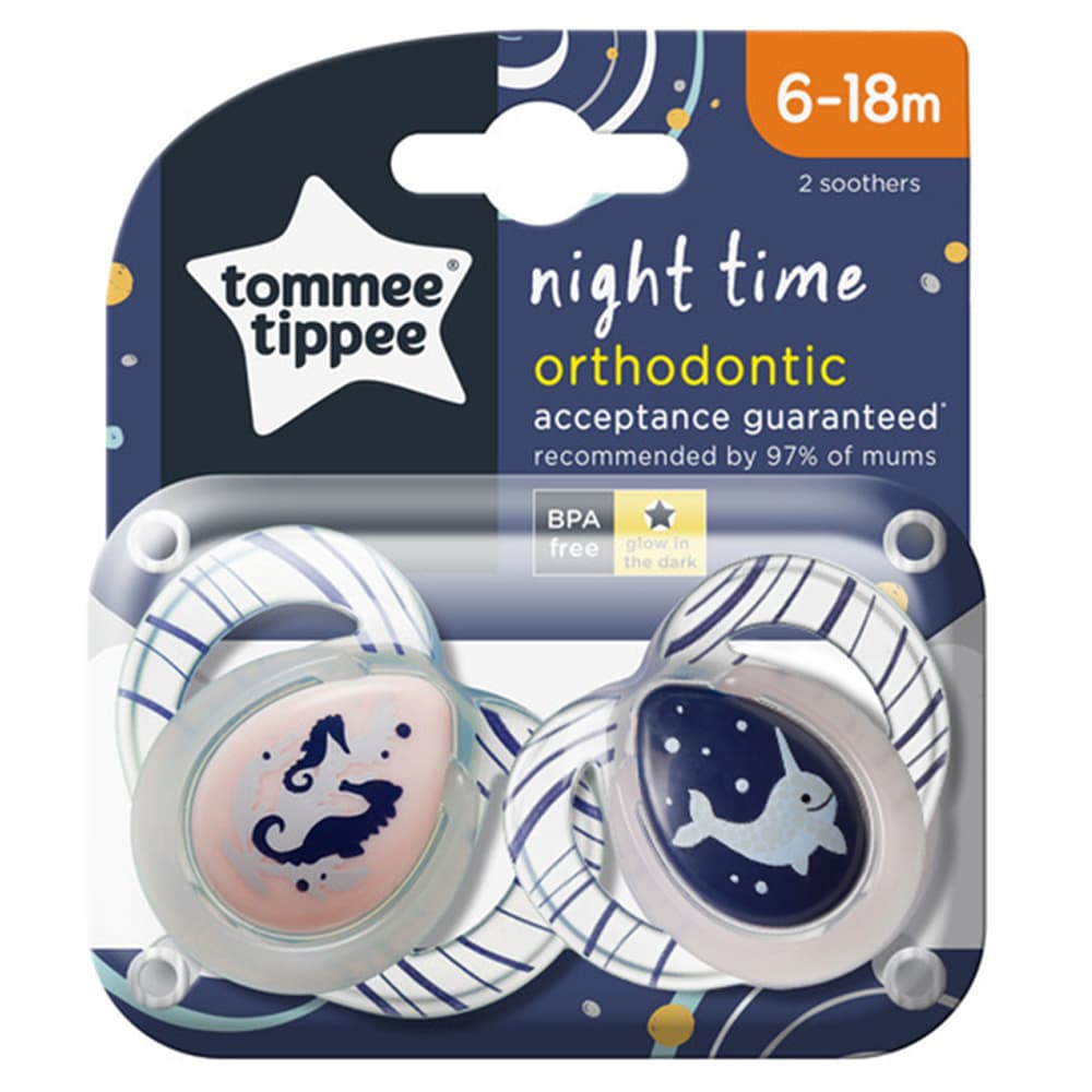 لهاية الأطفال من 0 وحتى 16 شهر حزمة 2في1 Night Time Soother - Tommee Tippee