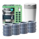 Tommee Tippee - Twist and Click Advanced Nappy Bin Starter Set with 12x Refill Cassettes with Sustainably Sourced Antibacterial GREENFILM - White