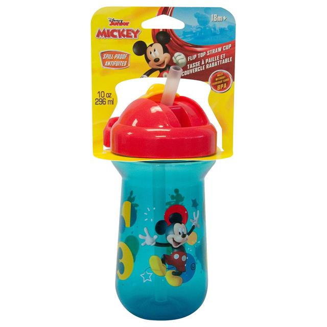 كوب الأطفال ضد الإنسكاب 300ml  Mickey Flip Top Straw Cup - The First Years - SW1hZ2U6NjY5MjM5