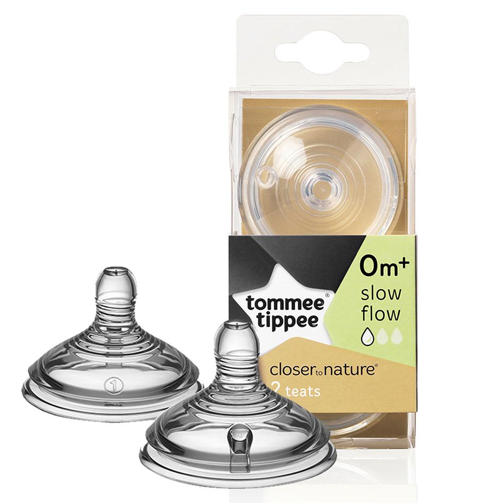 Tommee Tippee Closer to Nature Teats, Slow Flow x 2 - Clear