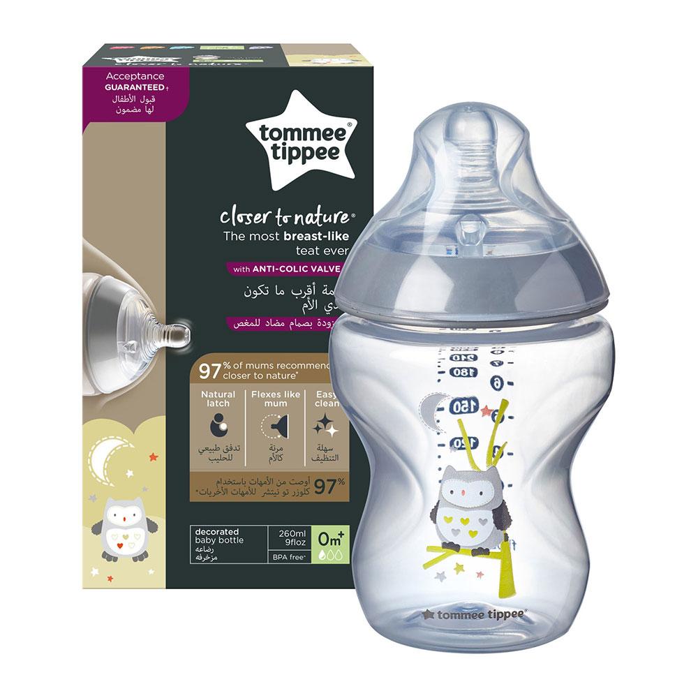 رضاعة اطفال ضد المغص بلاستيك 260ml Closer to Nature Feeding Bottle - Tommee Tippee