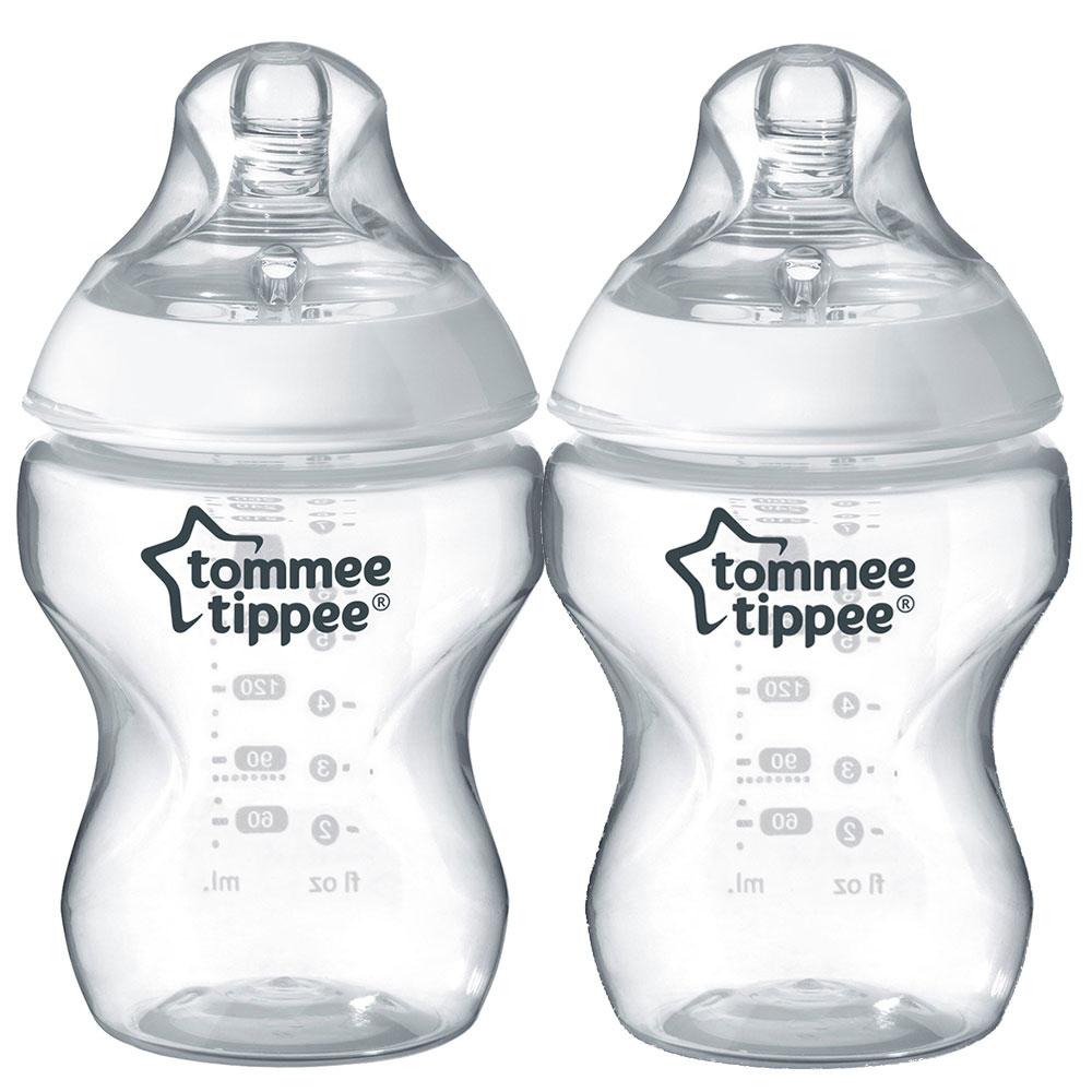 Tommee Tippee Closer to Nature Feeding Bottle, 260mlx2-Clear