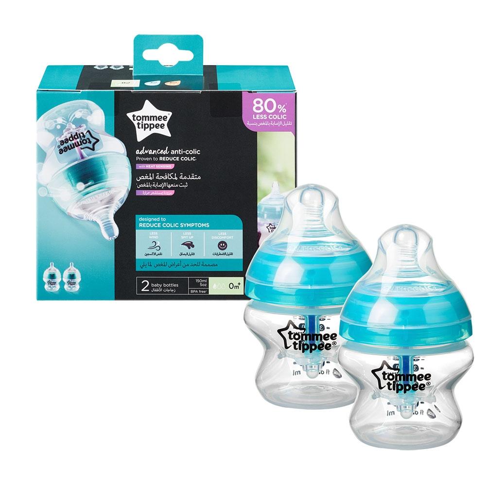 رضاعة أطفال ضد المغص بلاستيك 260ml مع حلمتين بتدفق سريع Tommee Tippee Advanced Comfort Feeding Bottl