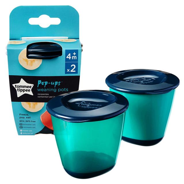 وعاء طعام للاطفال غير قابل للانزلاق 120ml حزمة 2في1 اخضر Explora Pop Ups Weaning Pots - Tommee Tippee - SW1hZ2U6NjY4NTE4