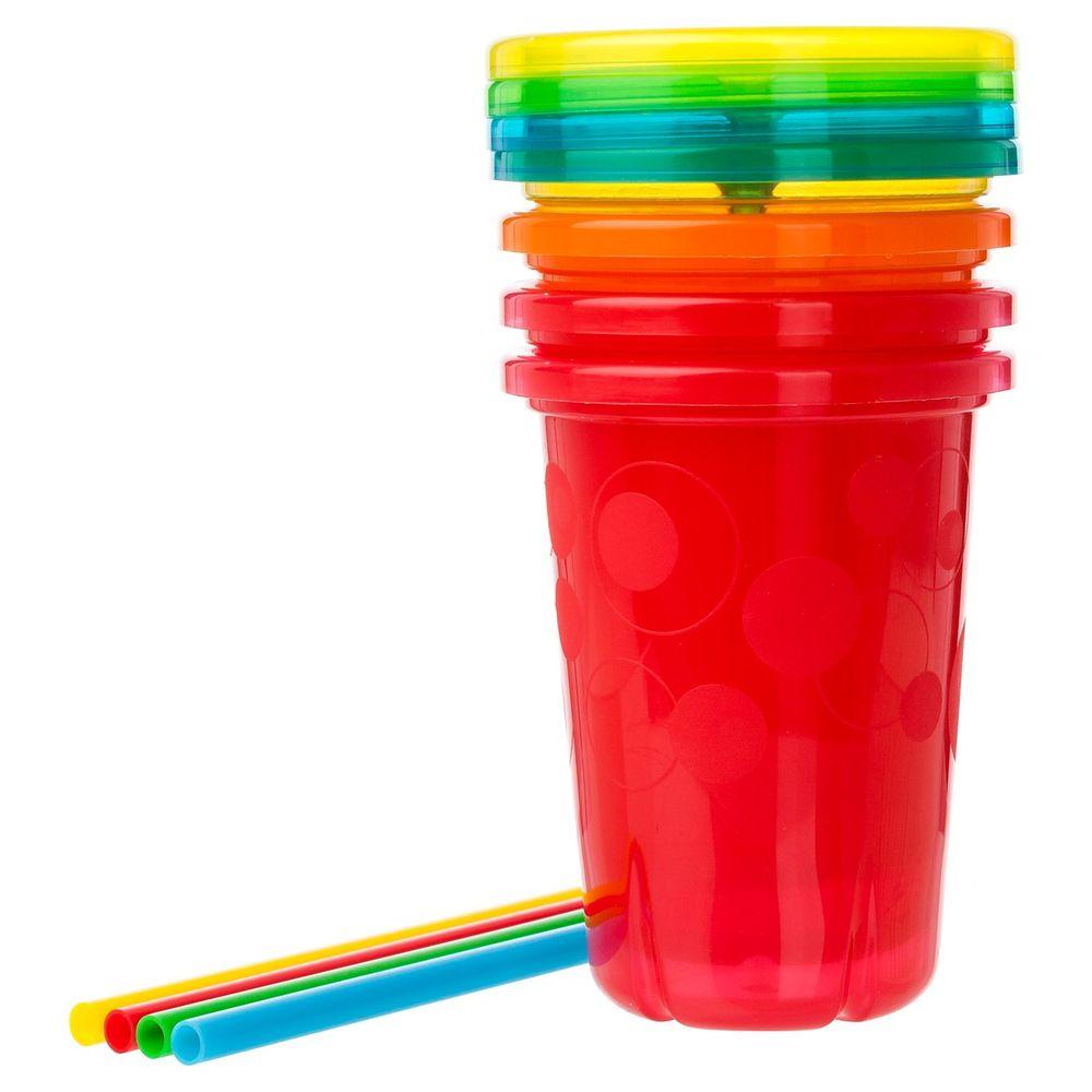 كأس أطفال مضاد للإنسكاب مع مصاصة 300ml حزمة 4في1 Take & Toss Straw Cups - The First Years