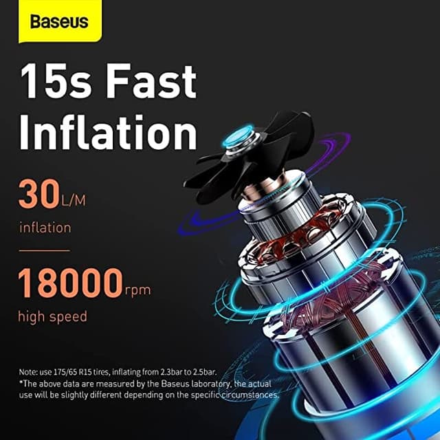 منفاخ إطارات محمول Baseus BS-CG003 Mini Inflator Pump Portable Auto Tire Pump