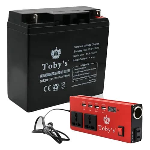 بطارية متنقلة للرحلات Toby's 20A Rechargeable Battery with Inverter سعة 20000 مللي أمبير