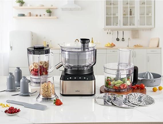 محضرة طعام براون 800 واط 2.1 لتر 11 ملحقات Braun Food Processor 800 watts 2.1 liters - SW1hZ2U6MzA2NTIxMg==