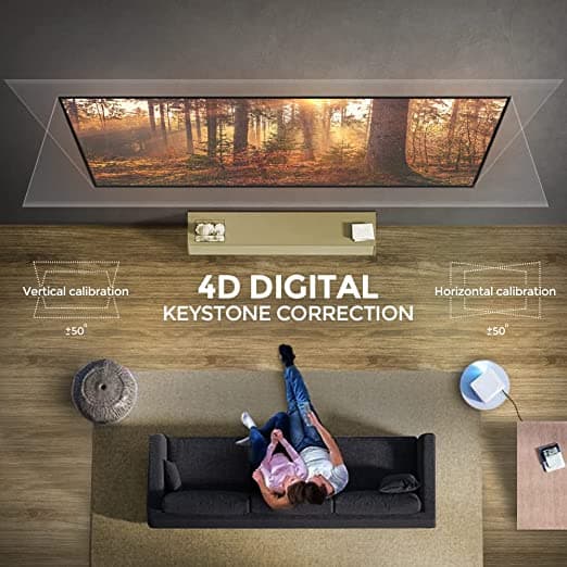 بروجكتر منزلي سنيمائي أندرويد بدقة 1080p Wownect Mini Android Projector 7000 Lumens بمقاس عرض 300 بوصة