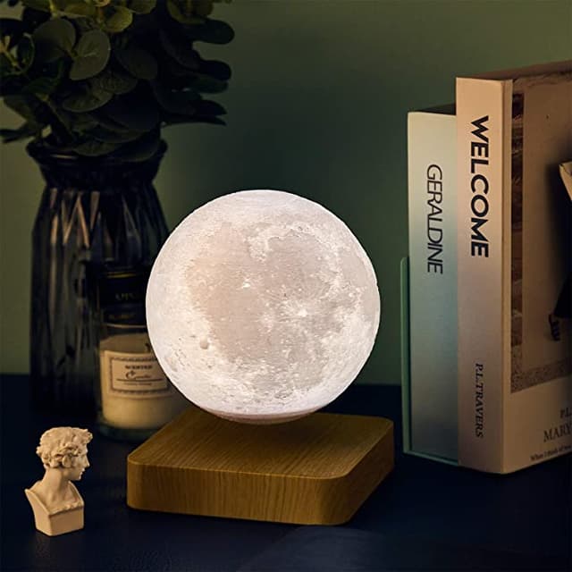 مصباح ضوء القمر Levitating LED Moon Lamp Floating and Spinning 3D