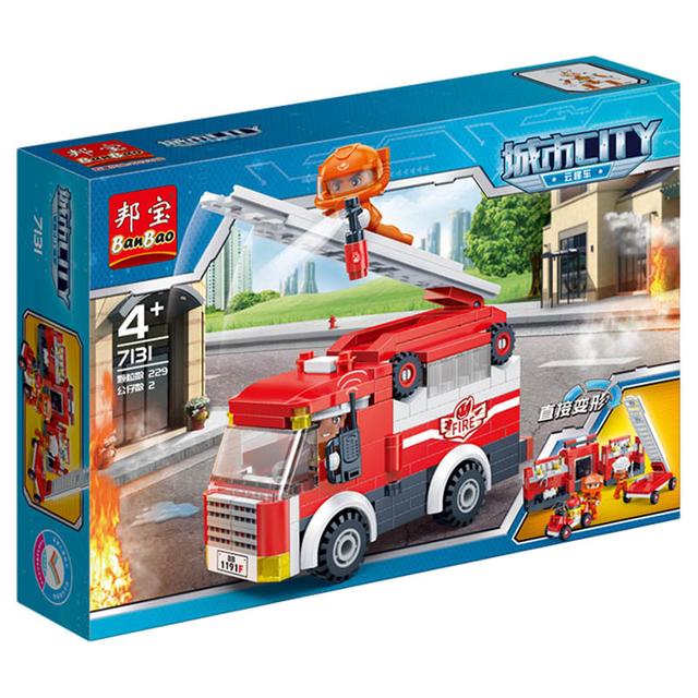 Banbao - Fire Ladder Truck Building Set 229pcs - SW1hZ2U6NjkyODU5