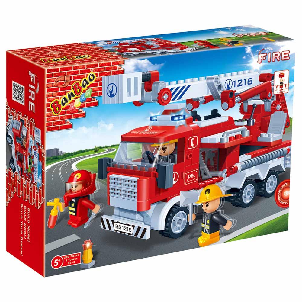 مكعبات على شكل سيارة إطفاء 290 قطعة Banbao Fire Truck Building Kit