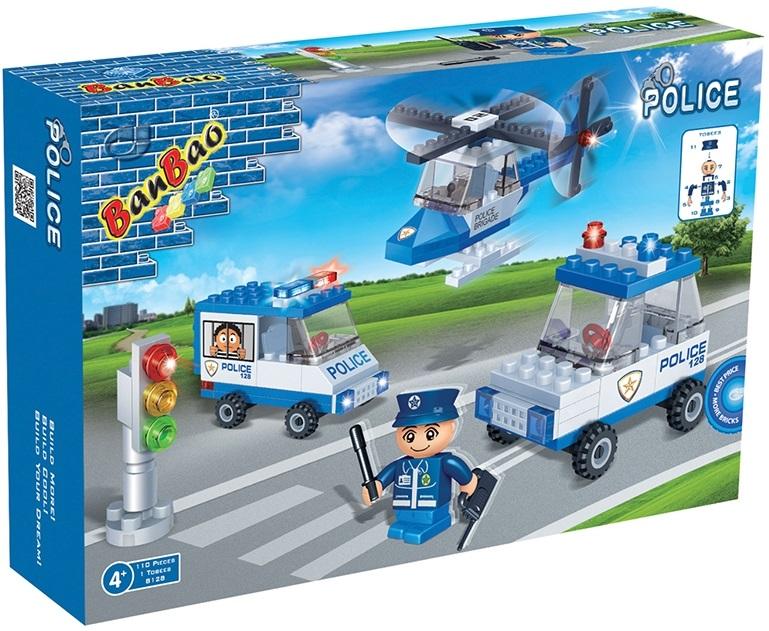 مكعبات على شكل مجوعة سيارات و طائرة شرطة 110 قطعة Banbao Police Series Police Set