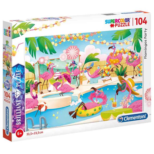 لعبة بزل تطبيقات للأطفال حفلة فلامنجو 104 قطعة كلمنتوني Clementoni Flamingo Party Brilliant Puzzle - 104pcs - SW1hZ2U6Njg3NzY3
