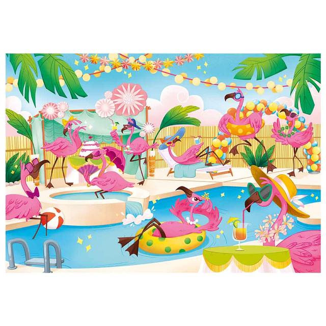 لعبة بزل تطبيقات للأطفال حفلة فلامنجو 104 قطعة كلمنتوني Clementoni Flamingo Party Brilliant Puzzle - 104pcs - SW1hZ2U6Njg3NzY1