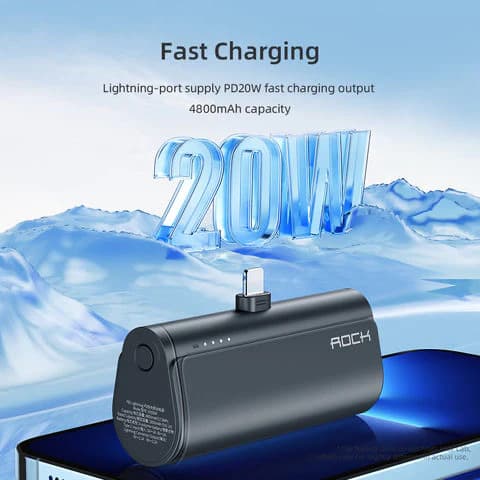 باور بانك محمول للآيفون Rock Lightning P82 Power Bank for iPhone سعة 4800 مللي أمبير