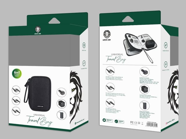عرض شواحن حقيبة السفر من جرين 6 في 1 Green Lion Combo Pack Universal Travel Bag
