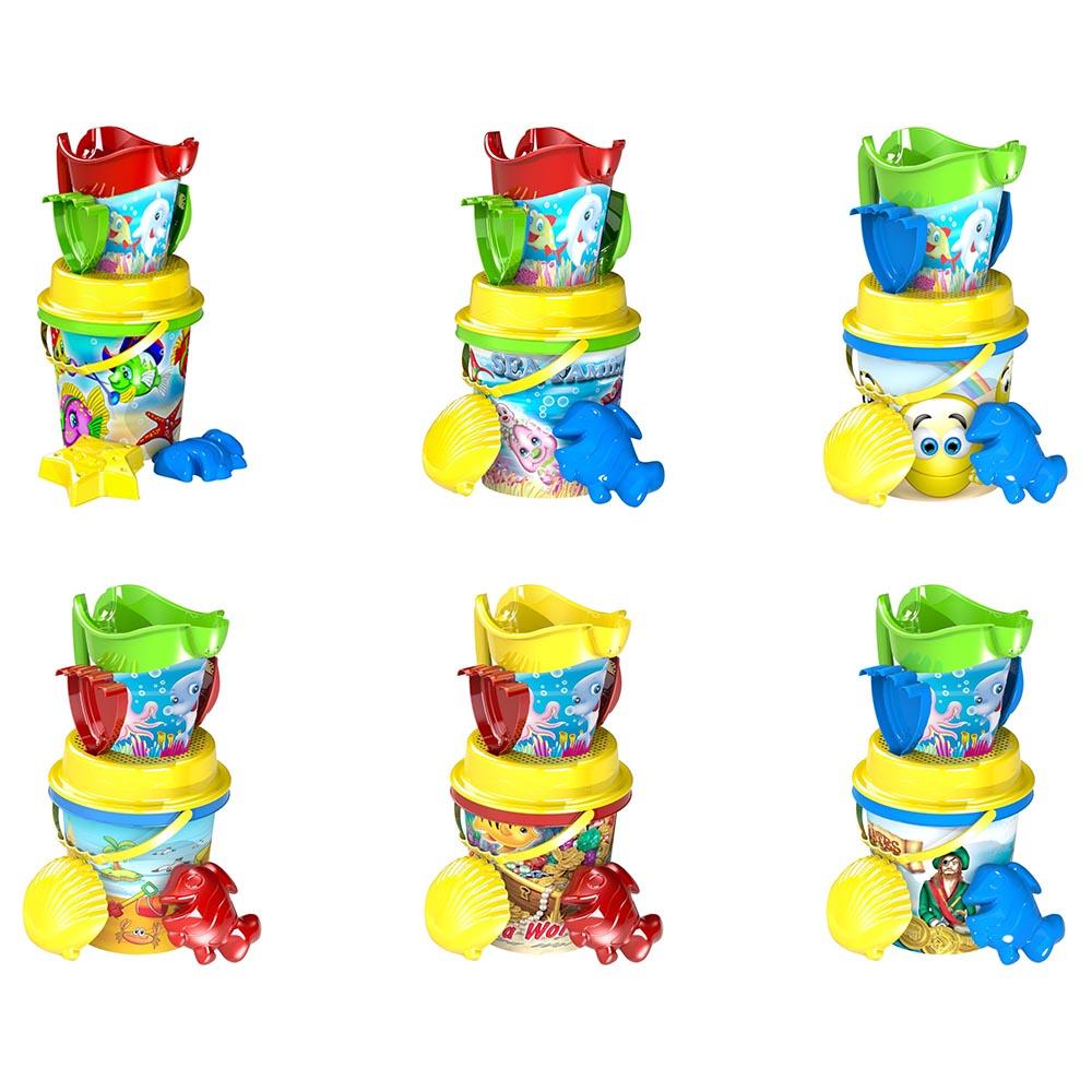 مجموعة ألعاب الشاطئ للاطفال 6 قطع 17 سم Deluxe Bucket Set - Mondo