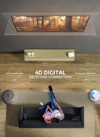 بروجكتر منزلي أندرويد Wownect Mini Android Projector 7000 Lumens Screen With Projector Screen مع شاشة عرض بمقاس 150 بوصة