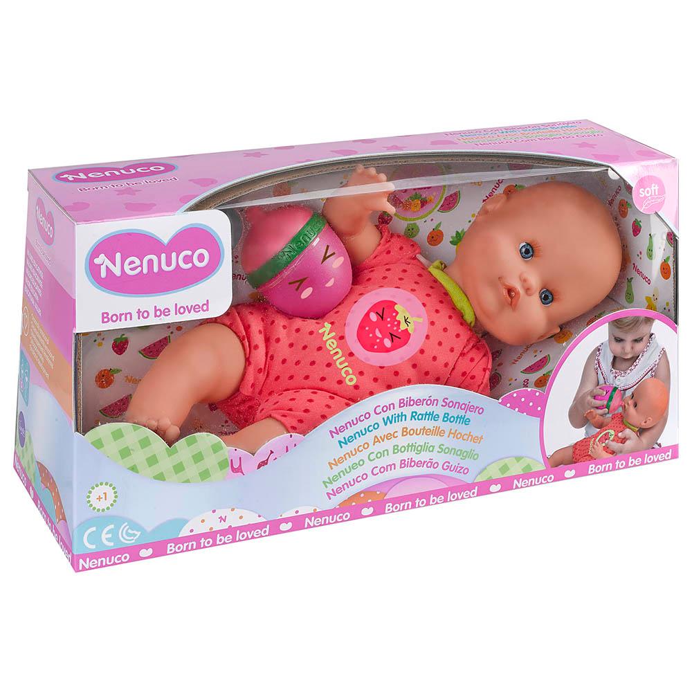 دمية اطفال 35 سم - زهري Doll With Rattle Bottle-Nenuco