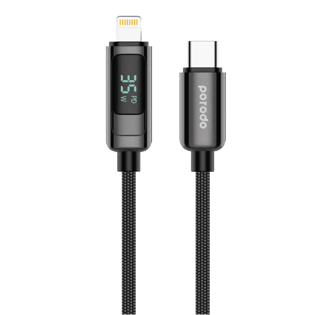 سلك تايب سي ايفون لايتننج سريع 1.2 متر بورودو Porodo 35W Braided USB-C To Lightning Cable