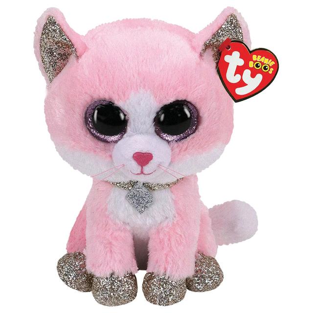 دمية محشوة على شكل قطة لون زهري بارتفاع 24 سم Ty Beanie Boos Cat Fiona Pink Medium - SW1hZ2U6Njg5NDI3