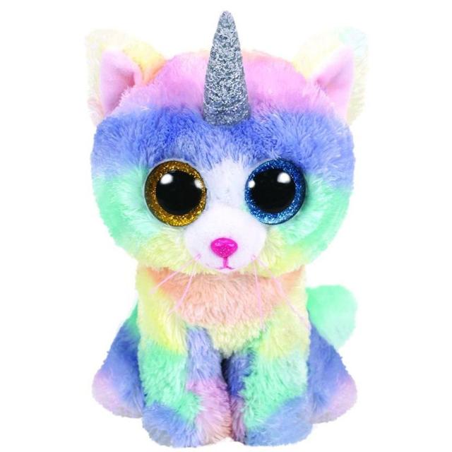 دمية محشوة بحجم 16 انش على شكل قطة ملونة Ty Beanie Boos Cat Heather Horn Pastel - SW1hZ2U6NjkwMTc3