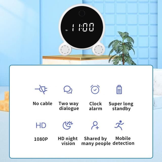 ساعة رقمية مع كاميرا مخفية Tuya Smart Life HD IP Clock Camera