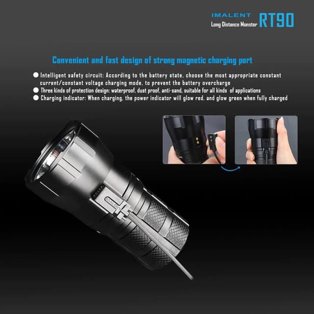 كشاف يدوي قابل لإعادة الشحن Imalent RT90 Flashlight بقوة 4800 لومن