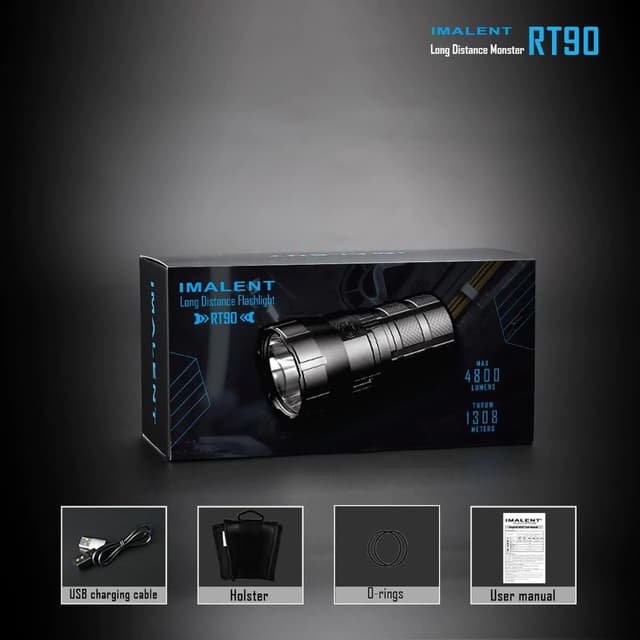 كشاف يدوي قابل لإعادة الشحن Imalent RT90 Flashlight بقوة 4800 لومن