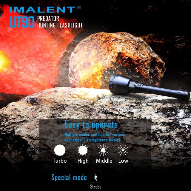 كشاف يدوي 4800 لومن ايمالنت يو تي 90 قابل للشحن Imalent UT90 Predator flashlight