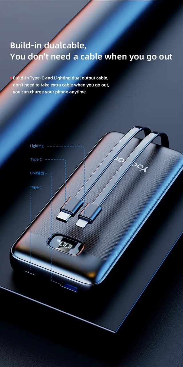 باور بانك محمول سعة 20000 مللي أمبير Yoobao LC5 Powerbank with Built-in LED Display
