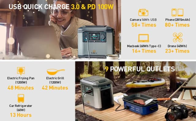 بطارية متنقلة للرحلات 1500W توبيز Toby's Portable Power Station TBS-273A