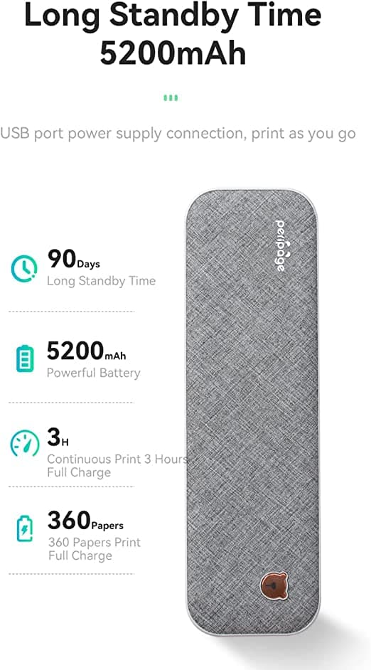 طابعة محمولة حرارية بالبلوتوث مع تطبيق ذكي PeriPage A40 Portable Thermal Printer