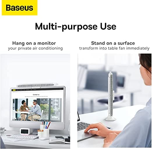 Baseus Refreshing Monitor Clip-On & Stand-Up Desk Fan - 243759