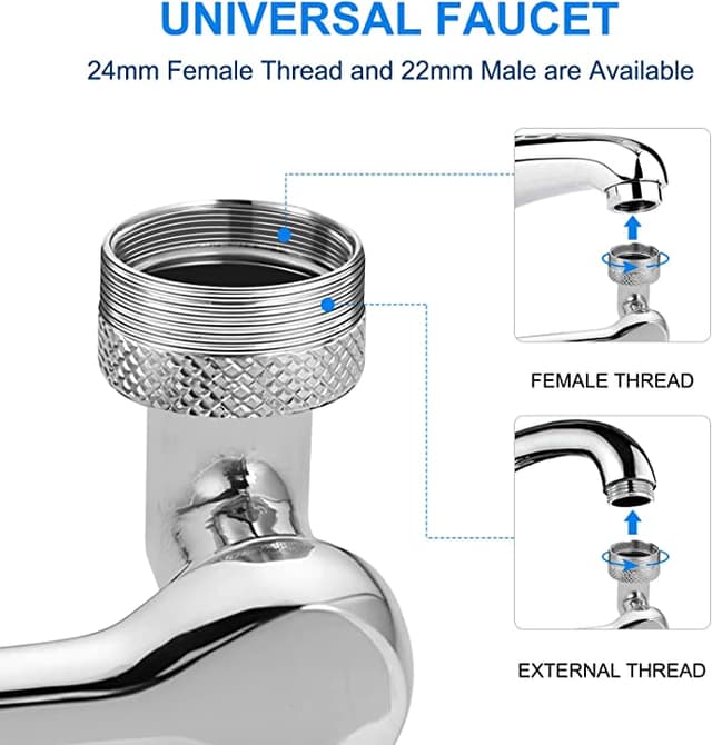 توصيلة مغسلة 360 درجة سهلة التركيب Rotating Faucet Extender Aerator