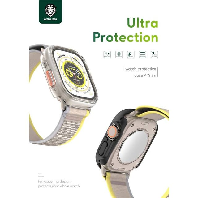 كفر ساعة ابل مع شاشة حماية - شفاف Green Lion Ultra Series Guard Pro Case Apple Watch 49mm