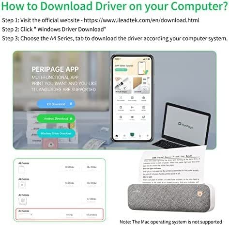 طابعة محمولة حرارية بالبلوتوث مع تطبيق ذكي PeriPage A40 Portable Thermal Printer