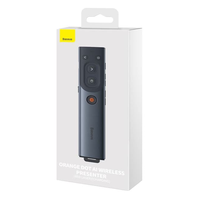 Baseus Orange Dot Wireless Presenter (Red Laser) Grey