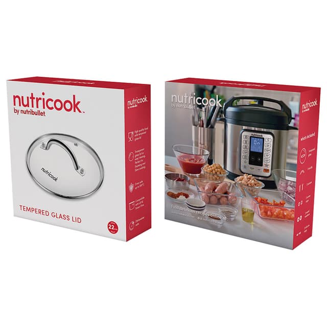 غطاء قدر الضغط الكهربائي الذكي 6 لتر من الزجاج الحراري من نوتري كوك Nutricook Tempered Glass Lid For 6L Smart Pot