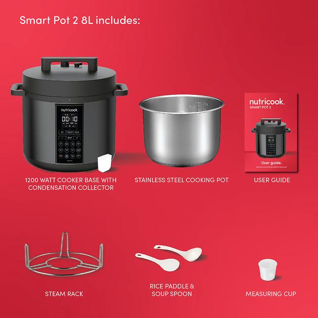 Nutricook - 9-in-1 Smart Pressure Cooker 8L, 1200W - Black - SW1hZ2U6OTQ0MTYw