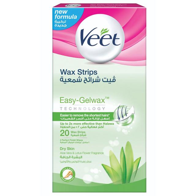 شرائح شمع لإزالة الشعر 20 شريحة فيت Veet Hair Removal Cold Wax Strips Dry Skin 20's - SW1hZ2U6OTI5OTI5