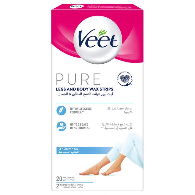 شرائط الشمع لإزالة شعر الساقين والجسم 20 شريطة فيت Veet Body Wax Strips For Sensitive Skin Pack of 20 - SW1hZ2U6OTI5OTQ4