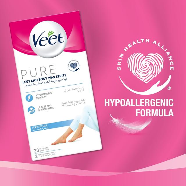 شرائط الشمع لإزالة شعر الساقين والجسم 20 شريطة فيت Veet Body Wax Strips For Sensitive Skin Pack of 20 - SW1hZ2U6OTI5OTYy