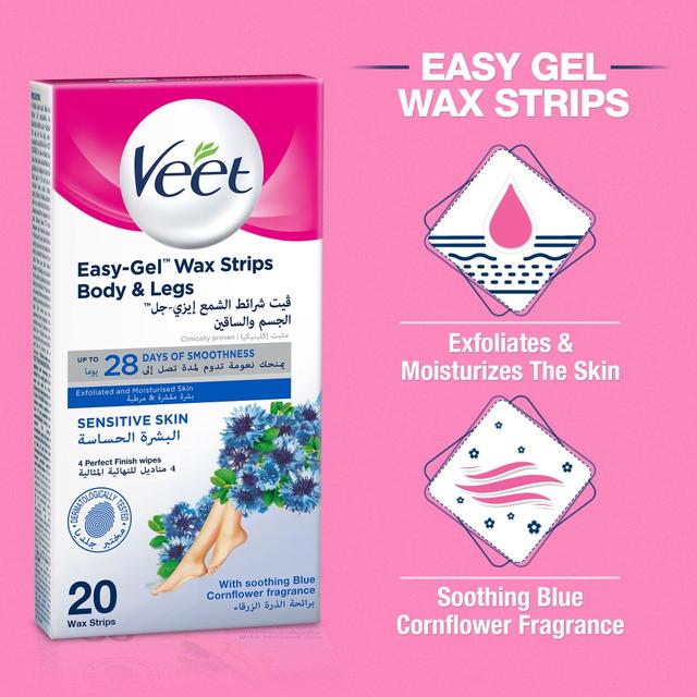 شرائط الشمع لإزالة الشعر للبشرة الحساسة حزمة 2×20 شريطة جل فيت Veet Cold Wax Strips for Sensitive Skin - SW1hZ2U6OTMwMDE0