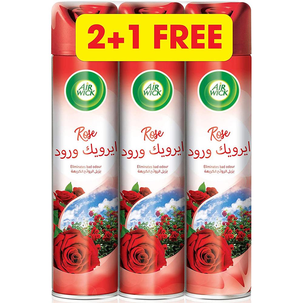 معطر جو ايرويك بخاخ برائحة الورد 300 مل 2+1 مجاني Air Wick Air Freshener Aerosol Rose