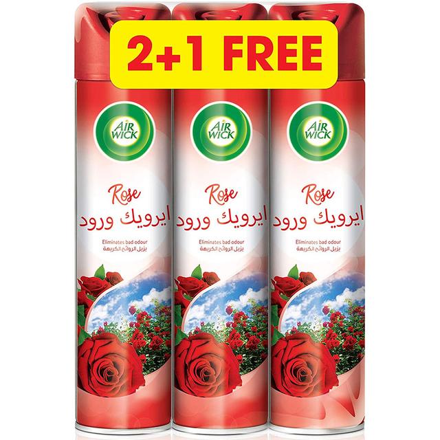 معطر جو ايرويك بخاخ برائحة الورد 300 مل 2+1 مجاني Air Wick Air Freshener Aerosol Rose - SW1hZ2U6OTI3MjY1