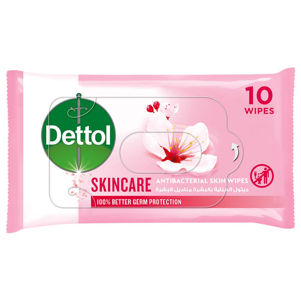 مناديل ديتول مضادة للبكتيريا للعناية بالبشرة 10 مناديل ديتول Dettol Skincare Antibacterial Skin Wipes