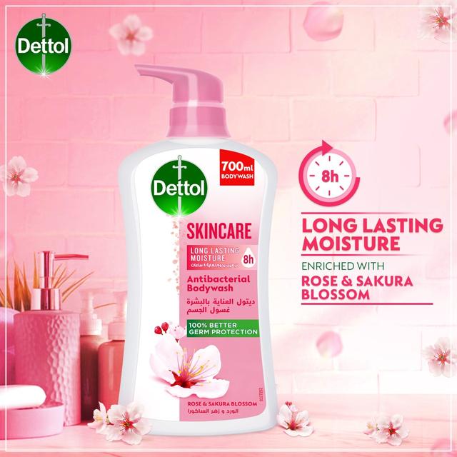 Dettol - Skincare Shower Gel - Rose & Sakura Blossom - 700mlغسول جسم ديتول بالورد والزهر 700 مل ديتول Dettol Skincare Shower Gel - Rose & Sakura Blossom - SW1hZ2U6OTI4NzEx